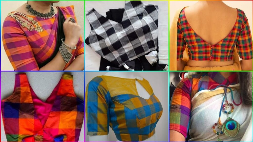 Checks Pattern Blouse Designs