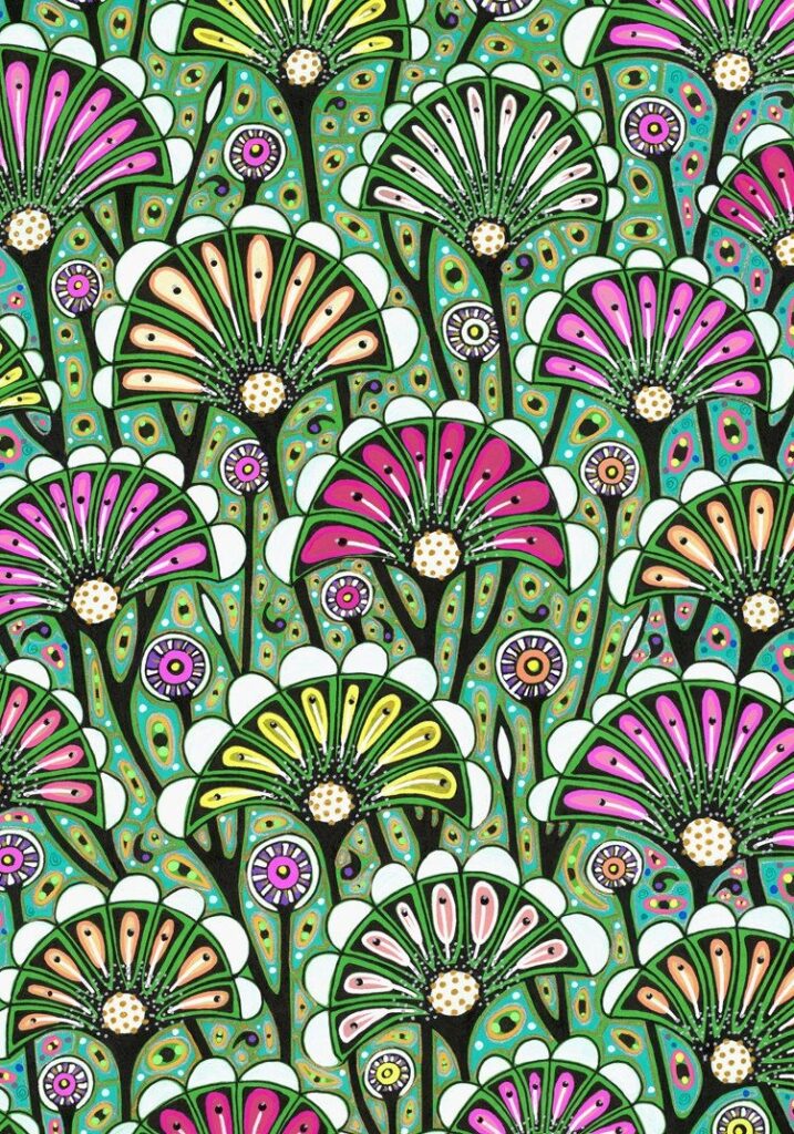 Art Nouveau Floral Patterns And Stencil Designs In Full Color