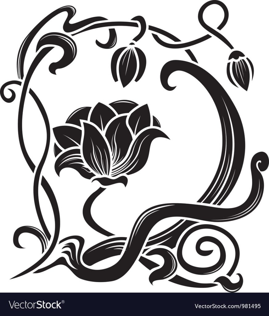 Art Nouveau Floral Patterns Stencil Designs