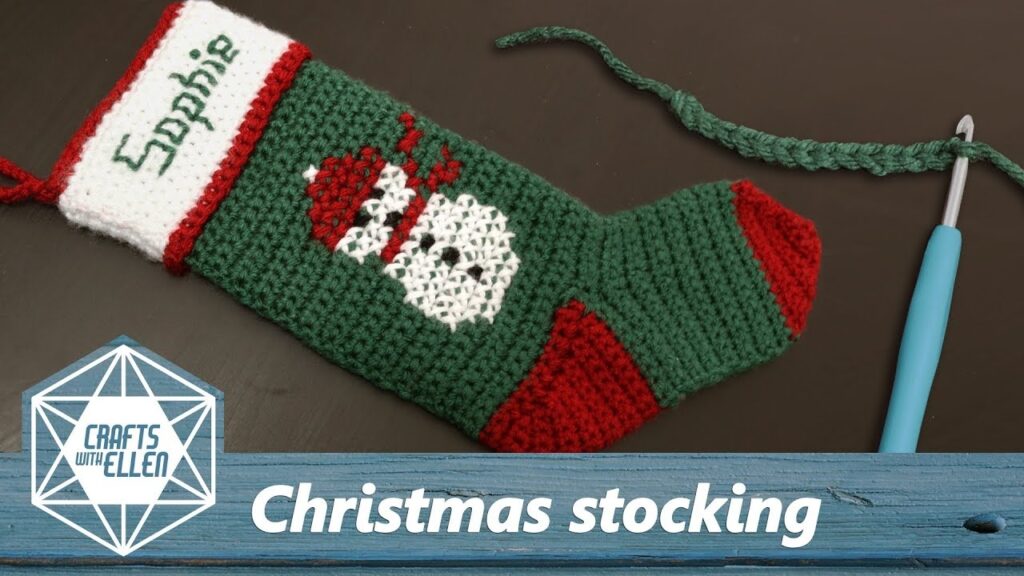Crochet Christmas Stocking With Embroidery Design Pattern